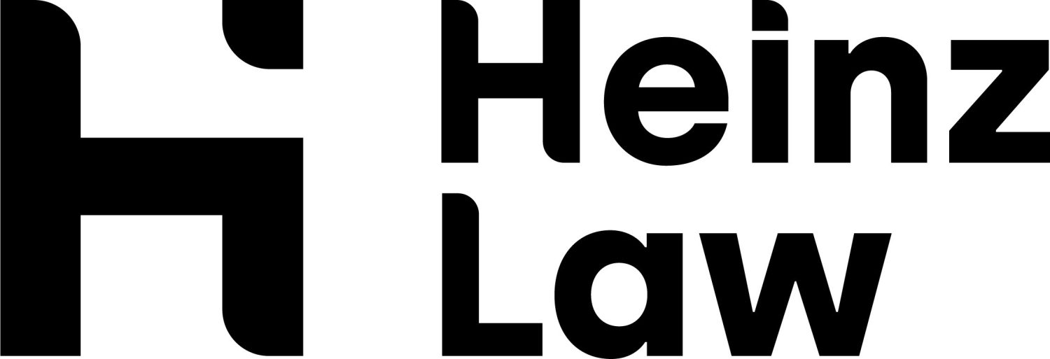 Heinz Law firm logo, stylised H design.