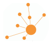 Abstract orange molecule network diagram