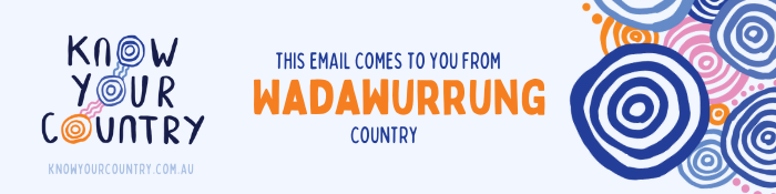 Wadawurrung Country email banner with abstract design.