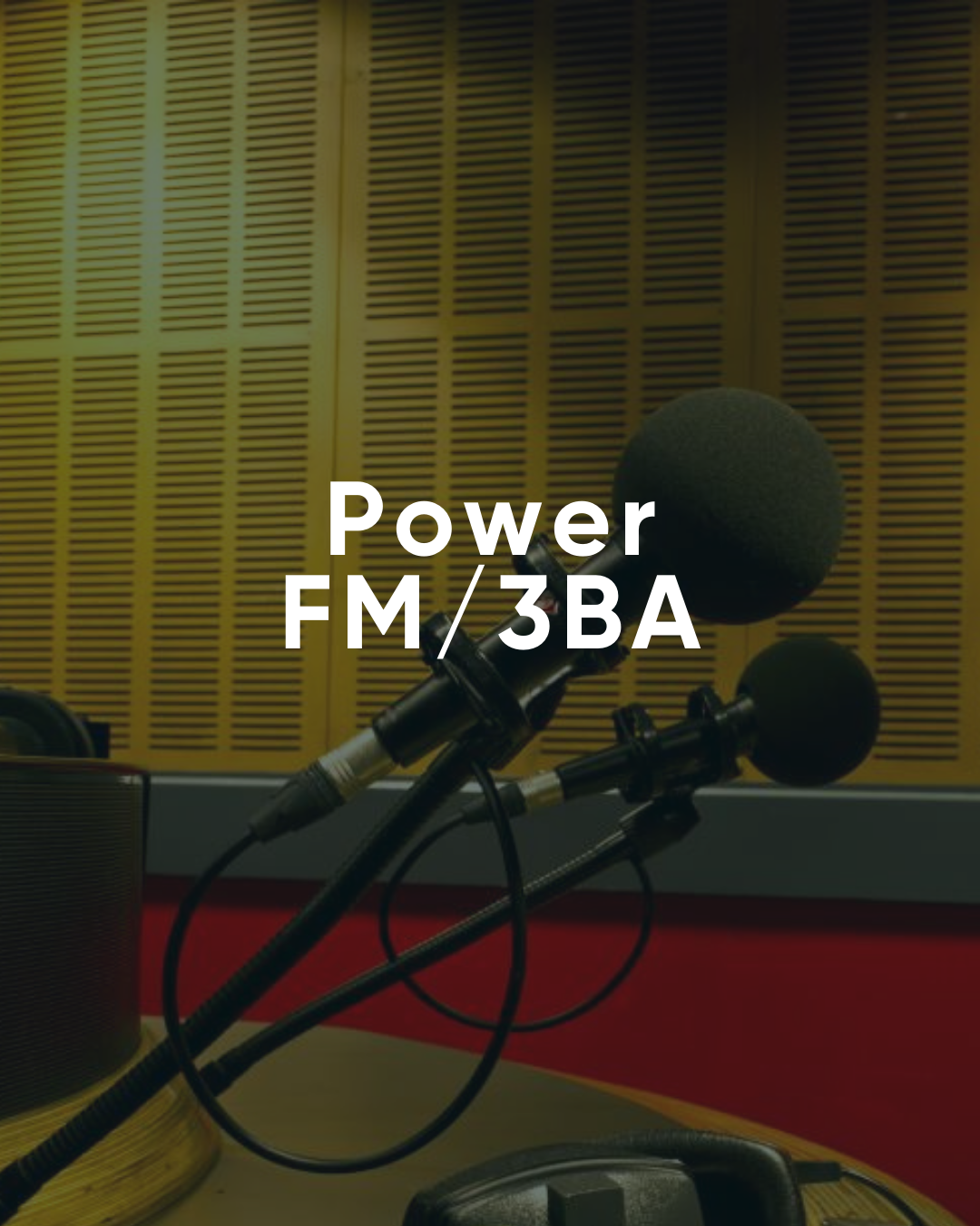 Radio studio with microphones, Power FM/3BA