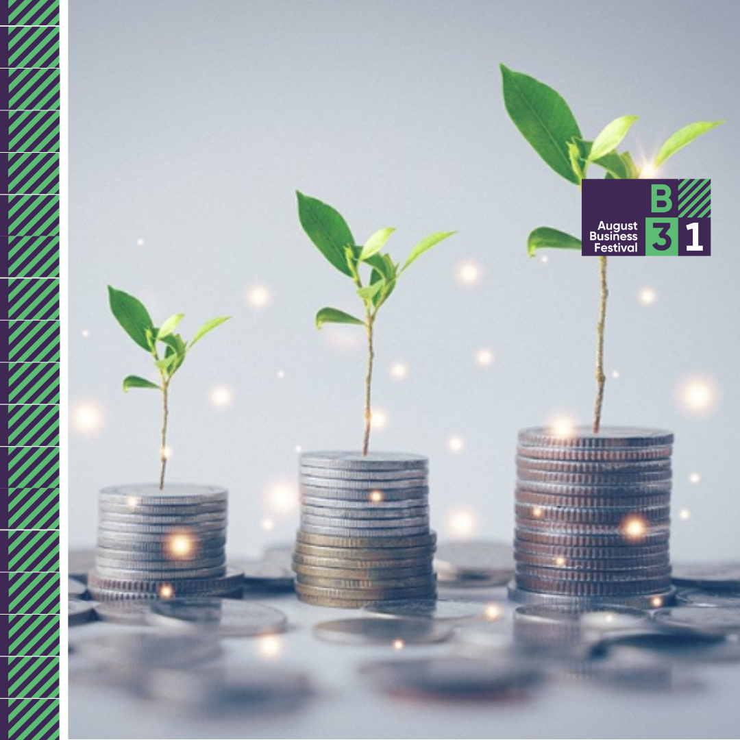 Plant growth from coins for business success.
