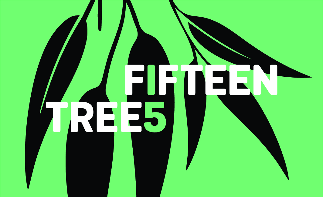 Fifteen Tree5 logo with eucalyptus leaves.