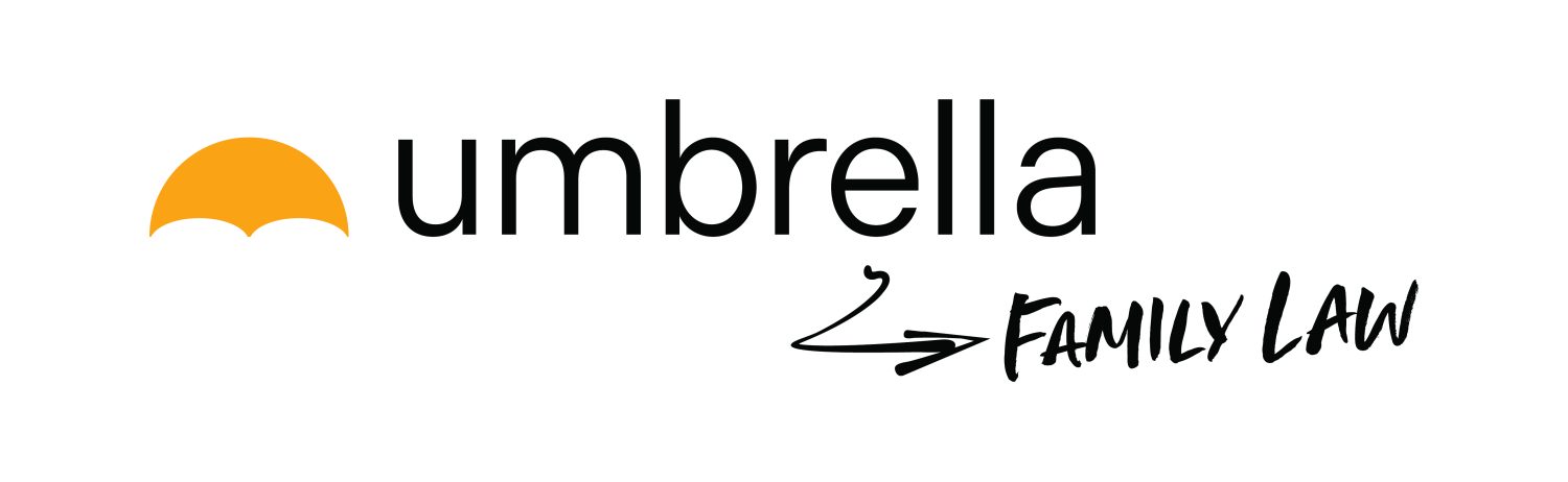 Umbrella Family Law logo with orange umbrella icon.