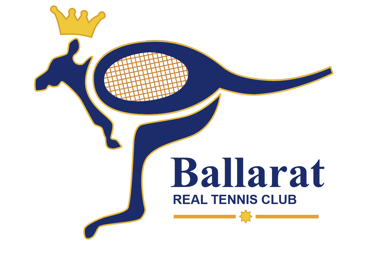 Ballarat Real Tennis Club kangaroo logo with crown.