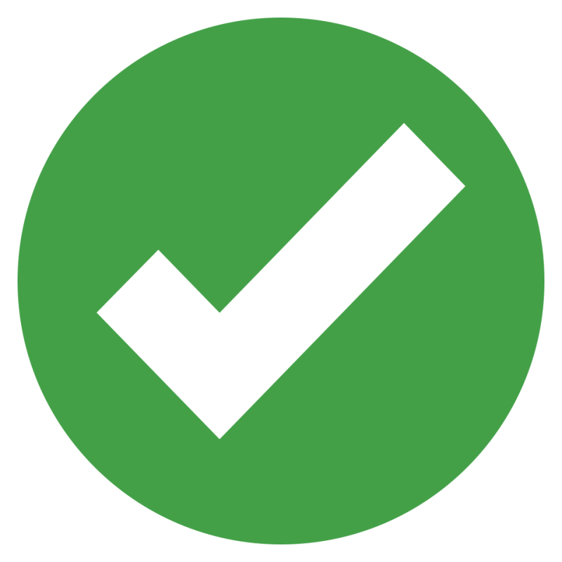Green check mark icon indicating success.