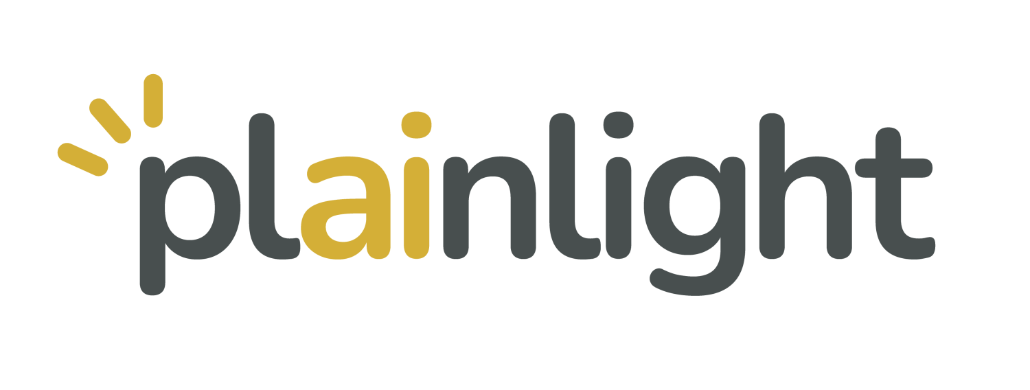 Plainlight logo with yellow and grey design