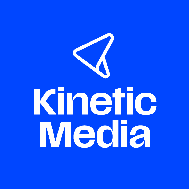 Kinetic Media logo with blue background