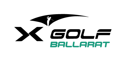 X Golf Ballarat logo, silhouette golfer swing.